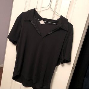 No Boundaries Faux Collar Black Ribbed Crop Top